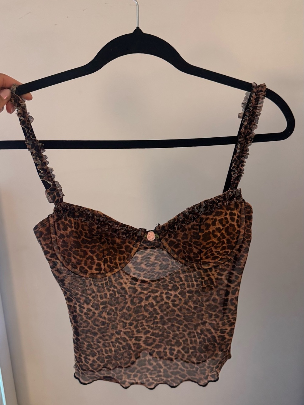 Edikted Brown Leopard Mesh Bustier Cami